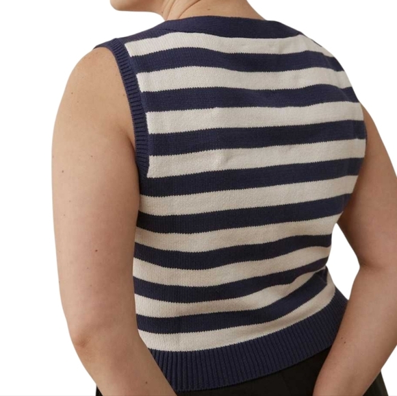 Reformation Zola Sweater Vest Womens Large Nautical Coastal Y2K Striped Cotton - Picture 13 of 13